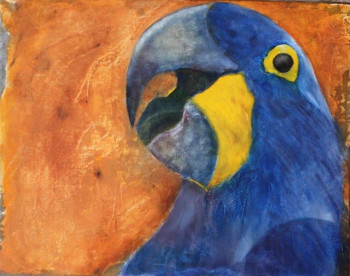 Zeitgenössisches Werk mit dem Titel « bleu et jaune », Erstellt von CHANTAL BOULLET