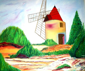 Zeitgenössisches Werk mit dem Titel « Moulin  (Impressionnisme) », Erstellt von ISRADAN