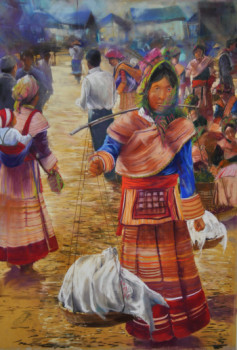 Zeitgenössisches Werk mit dem Titel « la jeune hmong », Erstellt von PAUL BILLARD