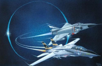 Zeitgenössisches Werk mit dem Titel « CONVAIR F 102 ET F 14 A TOMCAT », Erstellt von MICHEL MICHAUX