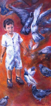 Zeitgenössisches Werk mit dem Titel « les pigeons », Erstellt von ANNAGOL