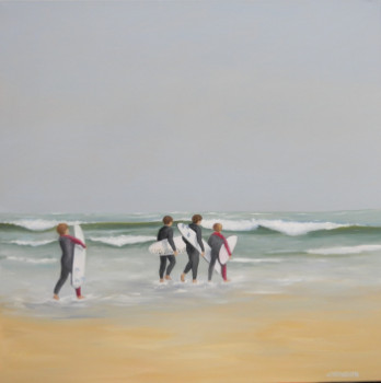 Zeitgenössisches Werk mit dem Titel « Les petits surfeurs... », Erstellt von L.VERHOEVEN