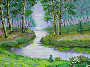 Zeitgenössisches Werk mit dem Titel « La rivière en forêt », Erstellt von JLA