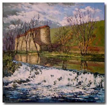 Zeitgenössisches Werk mit dem Titel « La cascade au moulin Matteau », Erstellt von AGNèS DORTU