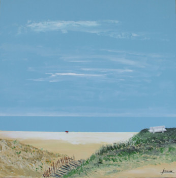 Zeitgenössisches Werk mit dem Titel « La plage des Blancs Sablons », Erstellt von BERNARD CAHUE