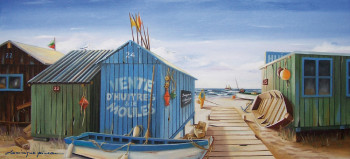 Zeitgenössisches Werk mit dem Titel « Les cabanes de pêcheurs », Erstellt von DOMINIQUE PINEAU