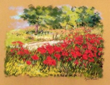 Zeitgenössisches Werk mit dem Titel « Champs aux coquelicots. », Erstellt von AGNèS DORTU