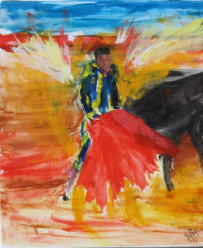 Zeitgenössisches Werk mit dem Titel « torero et toro dans la lumiére », Erstellt von MICHEL GAY