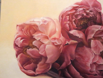 Zeitgenössisches Werk mit dem Titel « Coeur de Pivoines », Erstellt von SYLVIE PIOLI