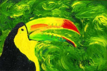 Zeitgenössisches Werk mit dem Titel « LE TOUCAN A POITRINE JAUNE », Erstellt von MARIE-FRANCE BUSSET