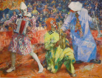 Zeitgenössisches Werk mit dem Titel « 01473 - Clowns musiciens », Erstellt von HENRY SIMON