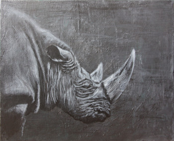 Zeitgenössisches Werk mit dem Titel « Tête Rhinocéros », Erstellt von DE PORET JB