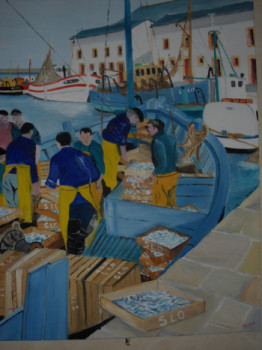 Zeitgenössisches Werk mit dem Titel « "arrivée des sardiniers" 1960 Le Croisic », Erstellt von QUEM