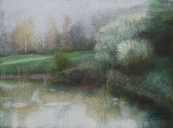 Zeitgenössisches Werk mit dem Titel « Reflets 1 - Arboretum d'Aubonne », Erstellt von JACQUELINE DARDEL-KORMANN