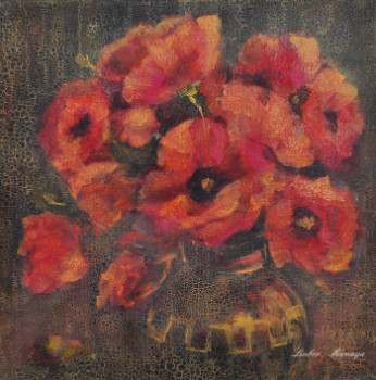 Zeitgenössisches Werk mit dem Titel « Bouquet de coquelicots  », Erstellt von LIUBOV