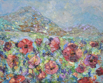 Zeitgenössisches Werk mit dem Titel « Champ de coquelicots », Erstellt von LIUBOV