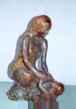 Zeitgenössisches Werk mit dem Titel « MERE ET ENFANT », Erstellt von FITOU VALENS