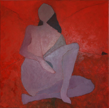 Zeitgenössisches Werk mit dem Titel « Nu bleu sur le divan rouge », Erstellt von ALAIN BERTHAUD