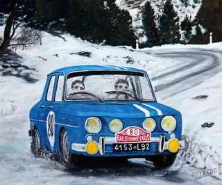 Zeitgenössisches Werk mit dem Titel «  R8 GORDINI - MONTE CARLO 1968 - J.P. Nicolas - C. Roure », Erstellt von ALAIN PINEDE