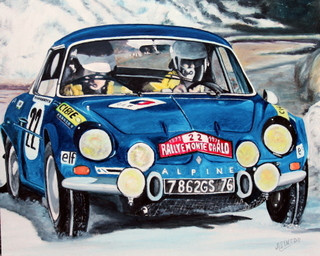 Zeitgenössisches Werk mit dem Titel « ALPINE A110 1600 S - MONTE CARLO 1971 - Andruet-Vial », Erstellt von ALAIN PINEDE