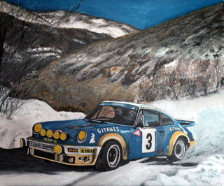 Zeitgenössisches Werk mit dem Titel « PORSCHE 911 CARRERA 3 L - MONTE CARLO 1978 - Jean-Pierre Nicolas-Vincent Laverne », Erstellt von ALAIN PINEDE