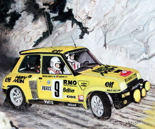 Zeitgenössisches Werk mit dem Titel « R5 TURBO - MONTE CARLO 1982 - Bruno Saby-Françoise Sapey », Erstellt von ALAIN PINEDE