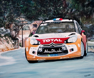 Zeitgenössisches Werk mit dem Titel « CITROEN DS4 - MONTE CARLO 2013 - Sébastien Loeb-Daniel Elena », Erstellt von ALAIN PINEDE