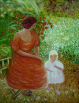 Zeitgenössisches Werk mit dem Titel « Femme & Enfant au jardin », Erstellt von CBC