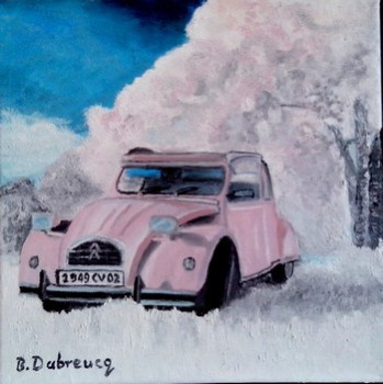 Zeitgenössisches Werk mit dem Titel « un amour de voiture », Erstellt von BRIGITTE DUBREUCQ