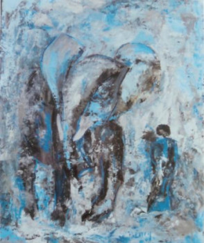 Zeitgenössisches Werk mit dem Titel « L'ELEPHANT ET LA FEMME », Erstellt von YASMINE BLOCH