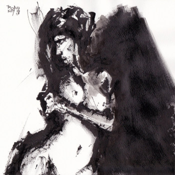 Zeitgenössisches Werk mit dem Titel « Femme d'Encre 4 », Erstellt von RODNEYVDB