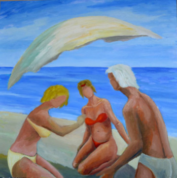 Zeitgenössisches Werk mit dem Titel « Sous le parasol », Erstellt von PHILIPPE LE MONIES DE SAGAZAN