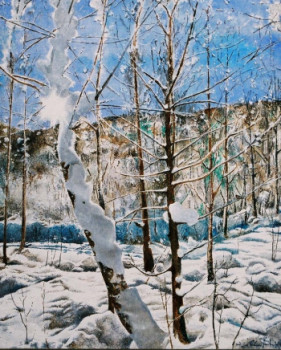 Zeitgenössisches Werk mit dem Titel « Le Bouvreuil sous la neige », Erstellt von JEAN-LUC CELCE