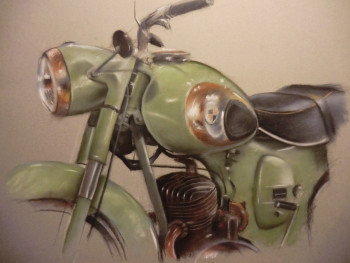 Zeitgenössisches Werk mit dem Titel « Moto ancienne », Erstellt von FRéDéRIC VIGNEAUD