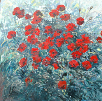 Zeitgenössisches Werk mit dem Titel « Coquelicots », Erstellt von ANDRé ROUVREAU