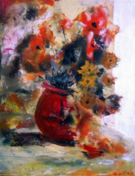 Zeitgenössisches Werk mit dem Titel « Le vase rouge », Erstellt von GUILLOU