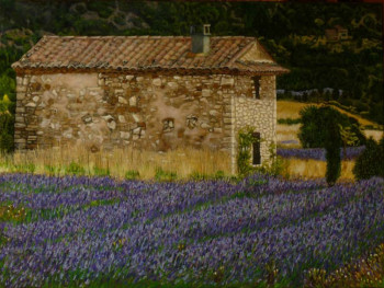 Zeitgenössisches Werk mit dem Titel « LAVANDE EN PROVENCE », Erstellt von MICHELINE HANRARD LADOUL MHL.