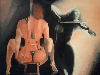 Zeitgenössisches Werk mit dem Titel « VIOLON NUS », Erstellt von MICHEL MORLOT