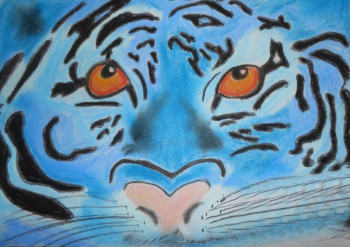 Zeitgenössisches Werk mit dem Titel « Le tigre bleu », Erstellt von SAMACHER