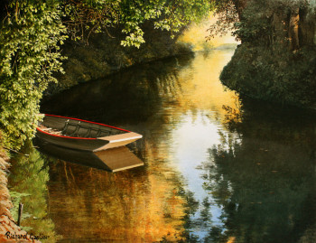 Zeitgenössisches Werk mit dem Titel « LUMIERE SUR UNE CONCHE (MARAIS POITEVIN) 2 », Erstellt von GAUTIER