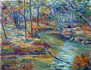 Zeitgenössisches Werk mit dem Titel « La rivière de Pont l'Abbé en automne », Erstellt von MICHEL HAMELIN