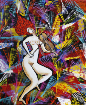 Zeitgenössisches Werk mit dem Titel « Woman playing violin », Erstellt von MAYA MALAGA