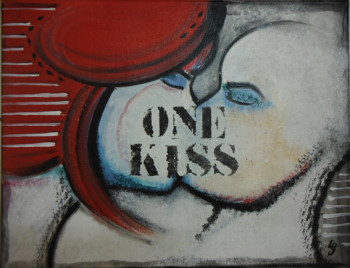 Zeitgenössisches Werk mit dem Titel « One Kiss », Erstellt von GRAZY ART IT'S LOVE