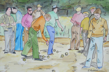 Zeitgenössisches Werk mit dem Titel « Partie de pétanque », Erstellt von JOëL