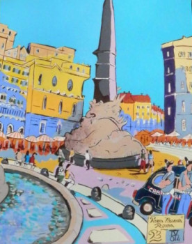 Zeitgenössisches Werk mit dem Titel « Piazza navona », Erstellt von PB