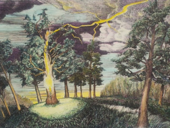 Zeitgenössisches Werk mit dem Titel « La fin du vieil arbre », Erstellt von JACQUES TAFFOREAU