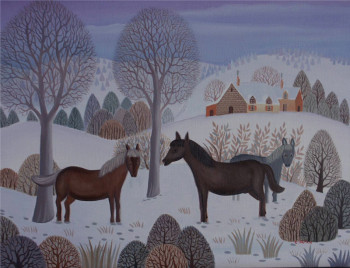 Zeitgenössisches Werk mit dem Titel « chevaux dans la neige », Erstellt von CHRISTIAN VATAN