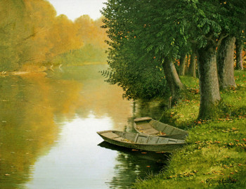 Zeitgenössisches Werk mit dem Titel « DEUX PLATES EN AUTOMNE (marais poitevin) 1 », Erstellt von GAUTIER