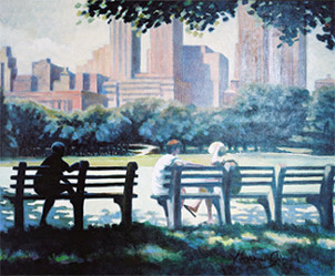 Zeitgenössisches Werk mit dem Titel « "Conversation à Central Park" », Erstellt von MAXENCE GERARD