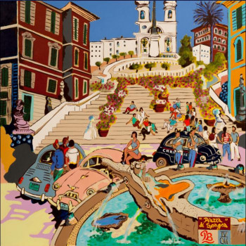 Zeitgenössisches Werk mit dem Titel « Piazza di Spagna 1 », Erstellt von PB